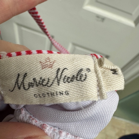 NWOT Marie Nicole 3T Girls Red & White Striped Crab Print Ruffle Bikini Top Swim - Picture 5 of 5